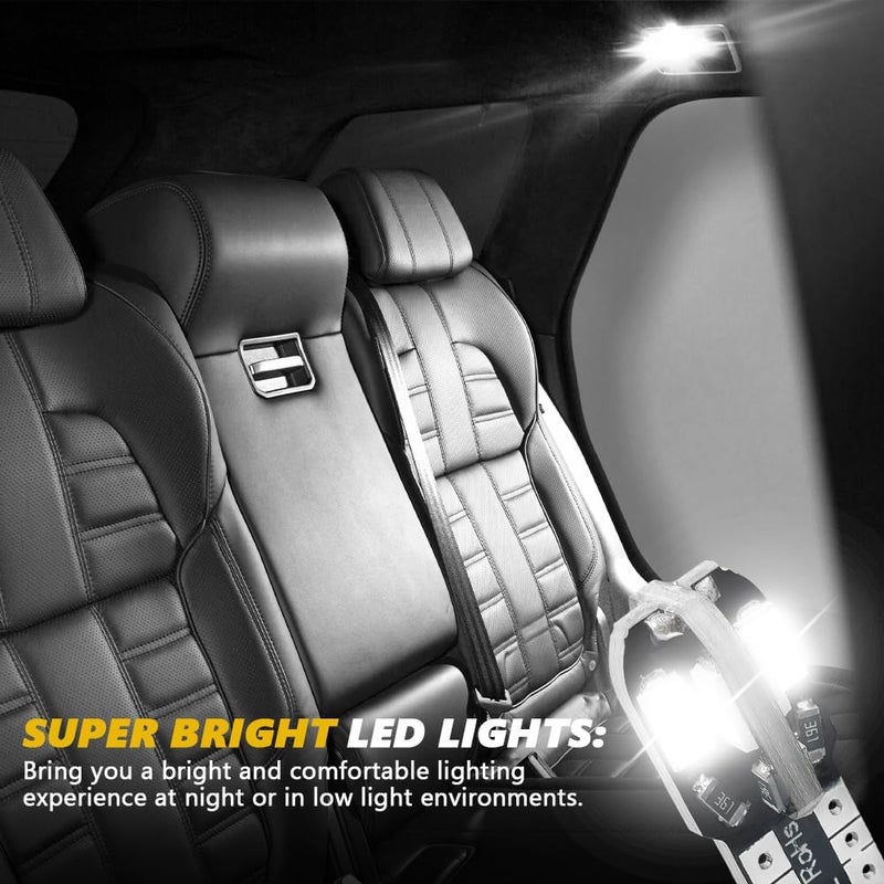 Hbxdeco 10PCS T10 LED Bulb, 12V 8000K Super Bright LED Light Bulb, 5730 8SMD Replacement Bulbs for Read Lights License Plate Lights Roof Lights Trunk Light, Universal Car Accessories (White) - Image 3